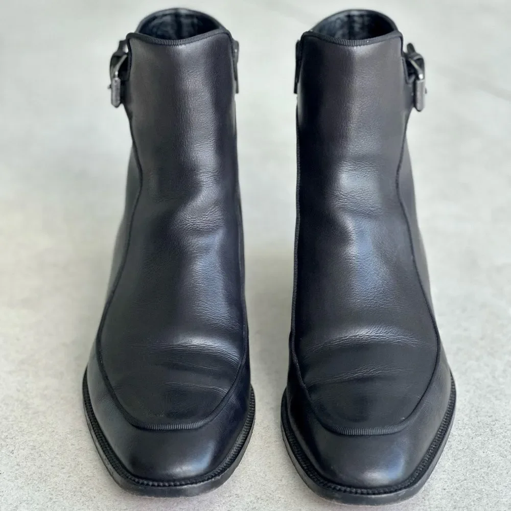 CHRISTIAN LOUBOUTIN Calfskin Ecritoir Black Flat Ankle Boots size 38 - Picture 4 of 12